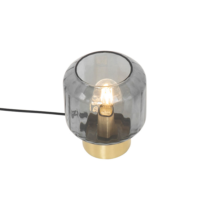 QAZQA Moderne tafellamp messing met smoke glas - Stiklo