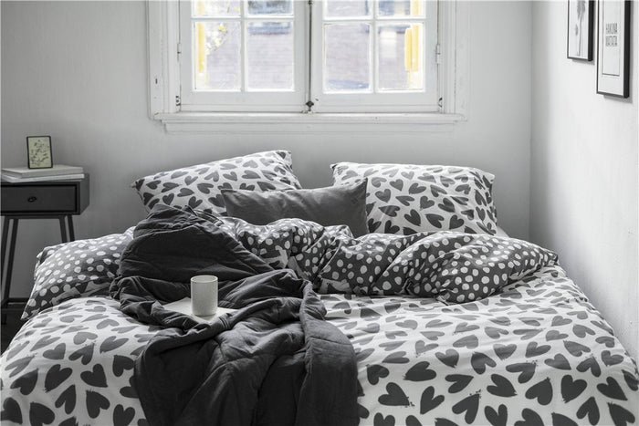 Dindi Home - Dekbedovertrek Dancing Hearts - 140x220 - Zwart