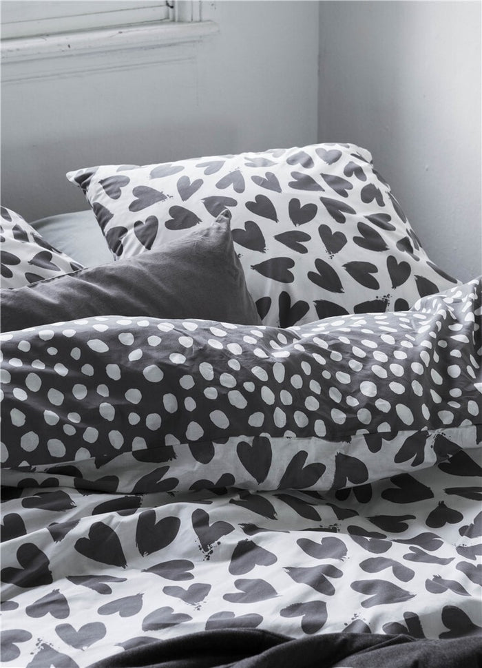 Dindi Home - Dekbedovertrek Dancing Hearts - 140x220 - Zwart