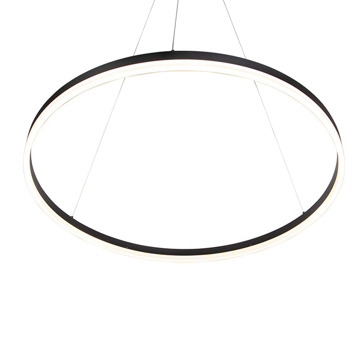 QAZQA Design hanglamp zwart 80 cm incl. LED 3-staps dimbaar - Anello