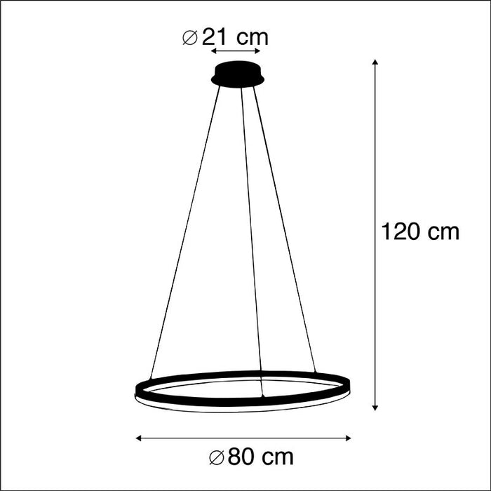 QAZQA Design hanglamp zwart 80 cm incl. LED 3-staps dimbaar - Anello