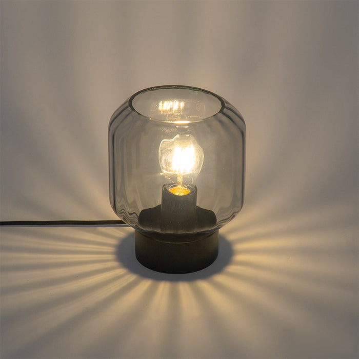 QAZQA Moderne tafellamp zwart met smoke glas - Stiklo