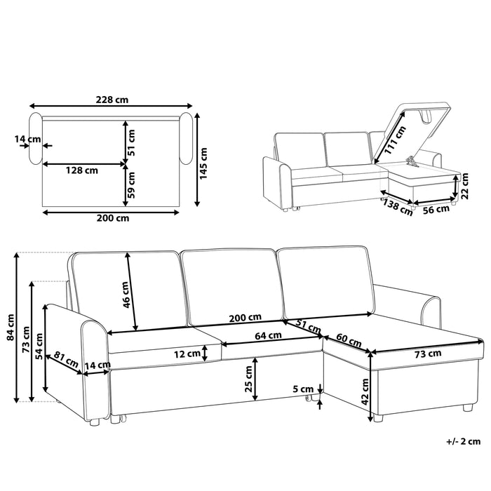 Beliani-NESNA-Hoekslaapbank-Bruin-Linkerzijde-228 cm-Kunstleer