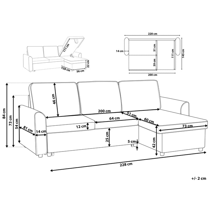 Beliani-NESNA-Hoekslaapbank-Bruin-Linkerzijde-228 cm-Kunstleer