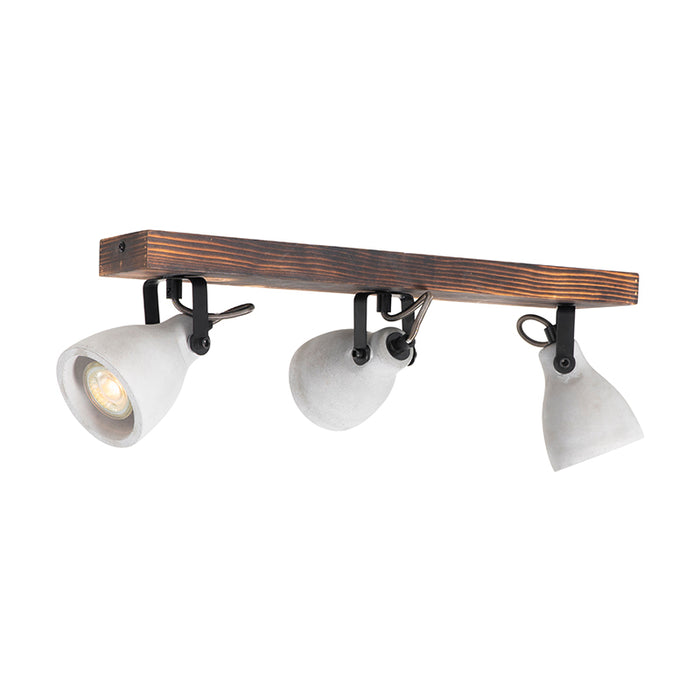 QAZQA Industriële plafondlamp hout met beton 3-lichts - Creto