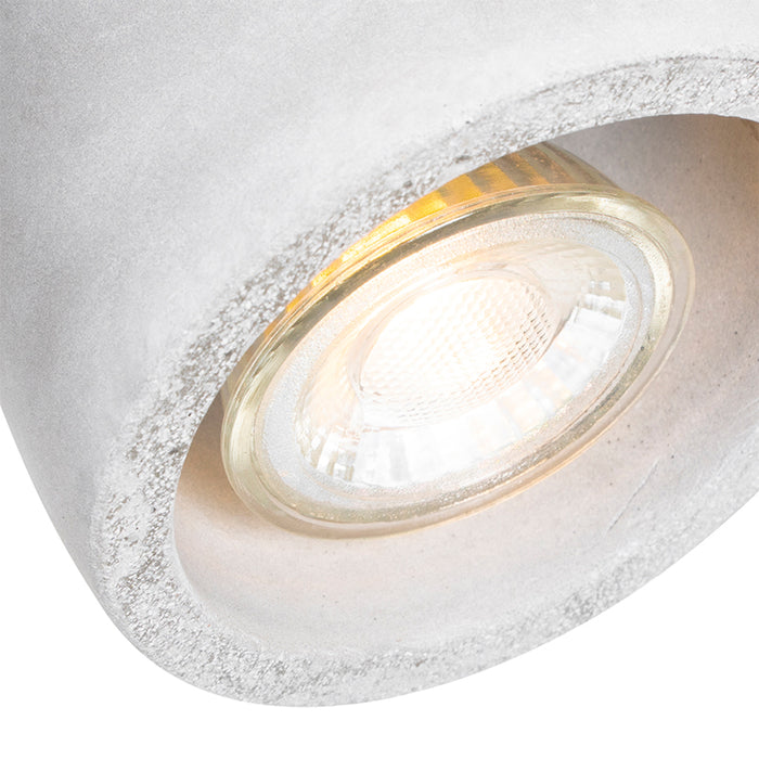 QAZQA Industriële plafondlamp hout met beton 3-lichts - Creto