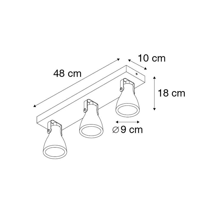 QAZQA Industriële plafondlamp hout met beton 3-lichts - Creto