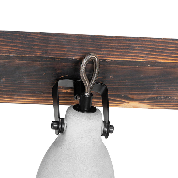 QAZQA Industriële plafondlamp hout met beton 3-lichts - Creto