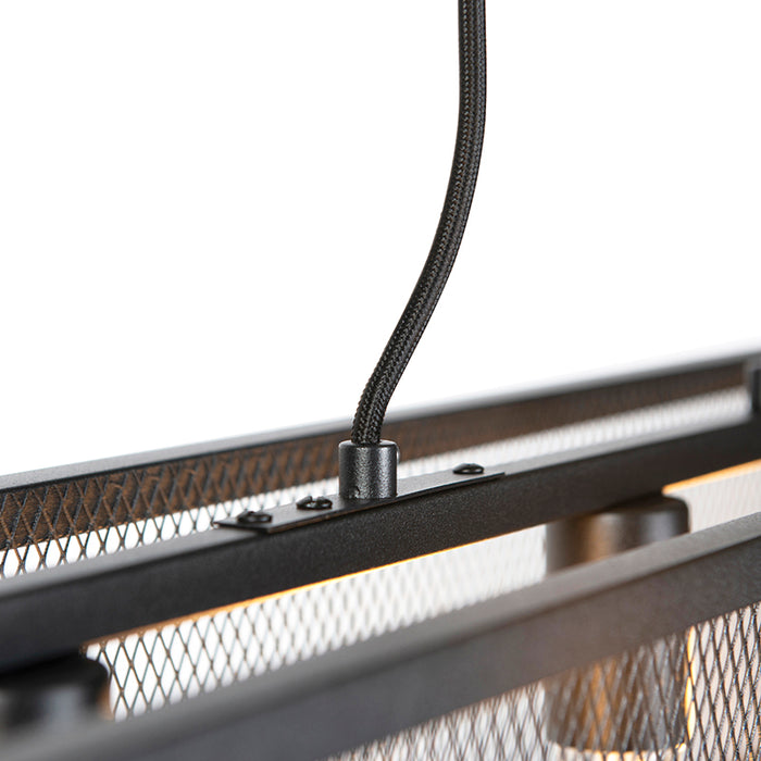 QAZQA Smart industriële hanglamp zwart incl. 4 WiFi A60 - Cage Wire