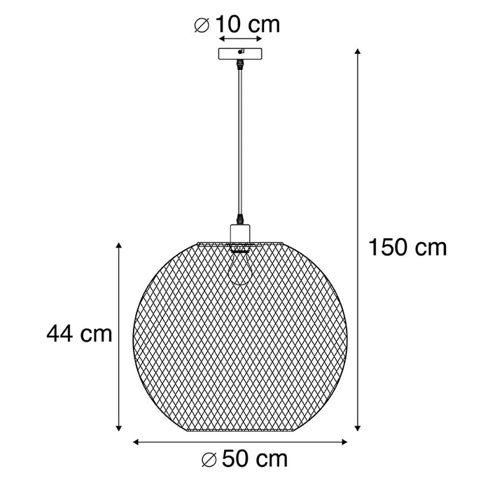 QAZQA Hanglamp mesh_ball - Zwart - Modern - D 50cm
