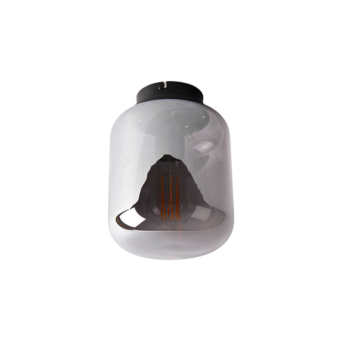 QAZQA Design plafondlamp zwart met smoke glas - Bliss