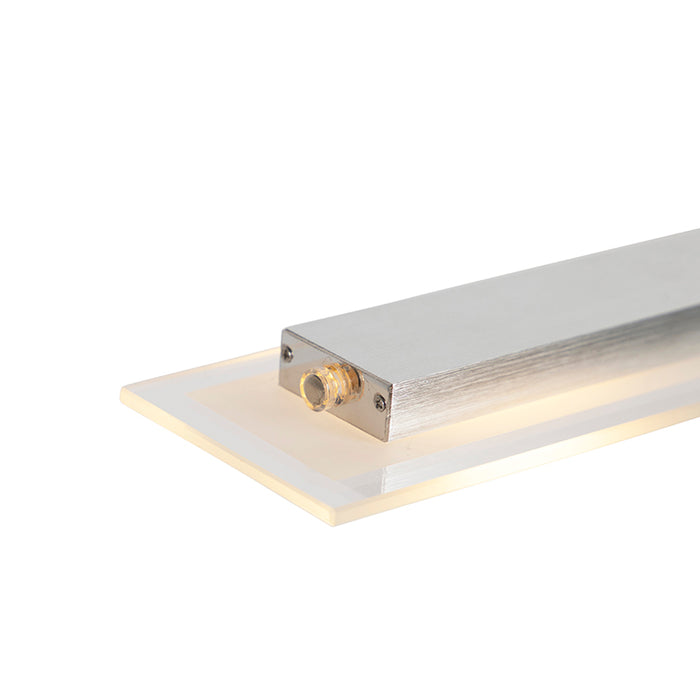 QAZQA Hanglamp staal met glasplaat incl. LED met touchdimmer -