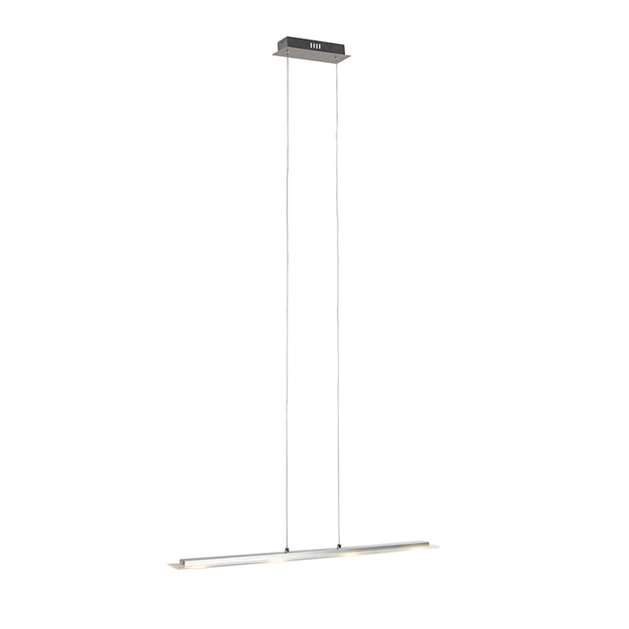 QAZQA Hanglamp staal met glasplaat incl. LED met touchdimmer -