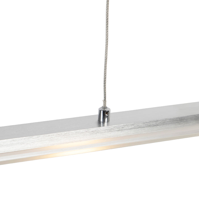 QAZQA Hanglamp staal met glasplaat incl. LED met touchdimmer -