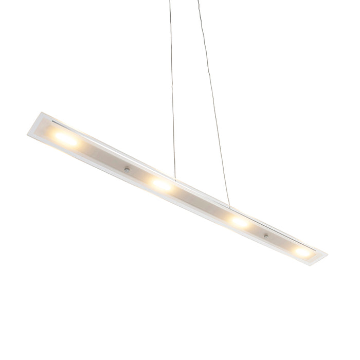 QAZQA Hanglamp staal met glasplaat incl. LED met touchdimmer -