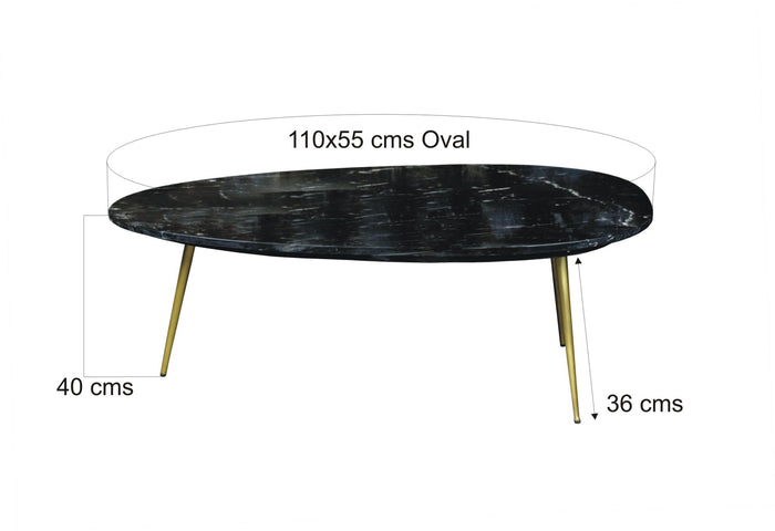 D - Livingfurn - Salontafel Organic Zwart Goud - 55x110x40 - Marmer
