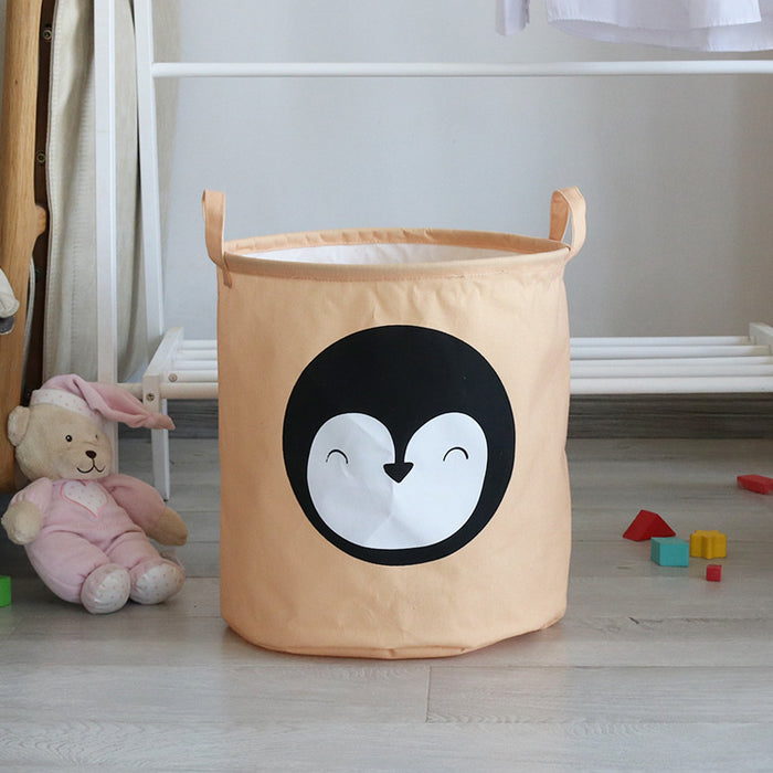 By Baboo - Opbergzak Speelgoed - Pinguin Oranje Zalm - Babykamer - C