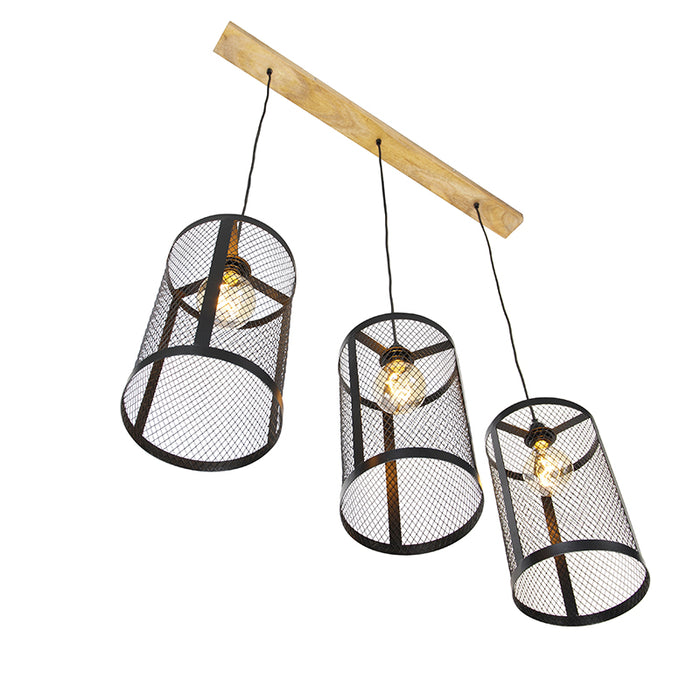QAZQA Hanglamp cage_robusto - Bruin - Industrieel - L 100cm