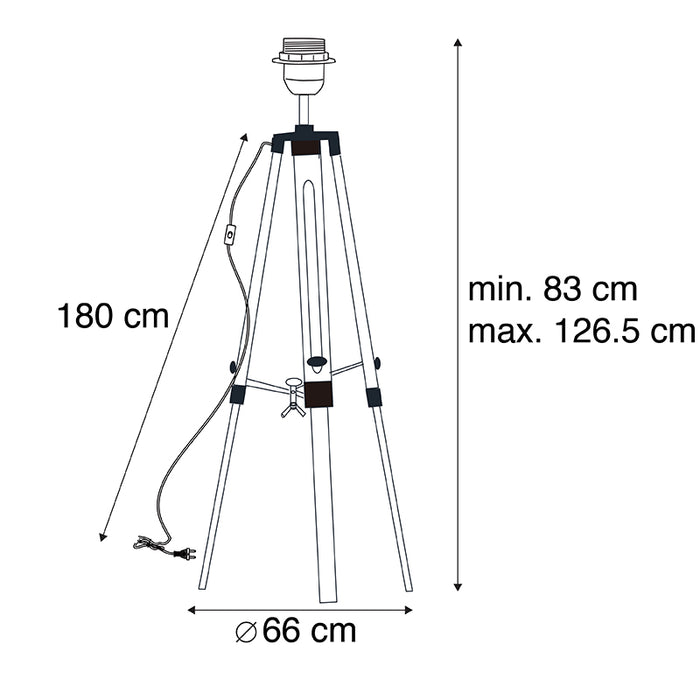 QAZQA Vloerlamp zwart zonder kap - Tripod