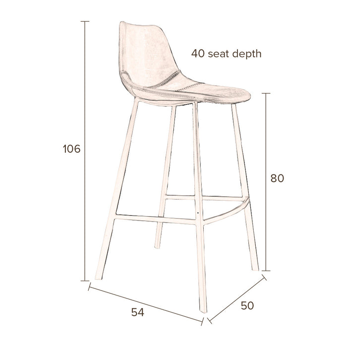Dutchbone Franky Velvet Barkruk