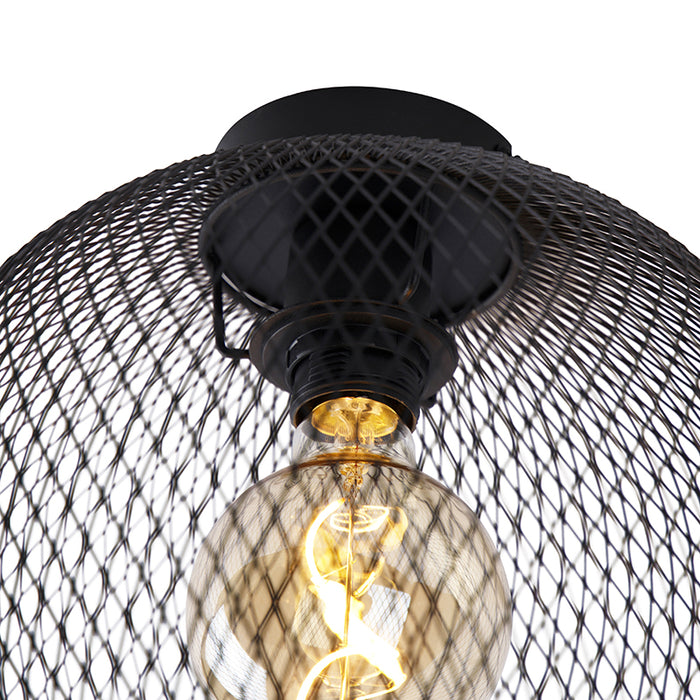 QAZQA Moderne plafondlamp zwart 30 cm - Mesh Ball