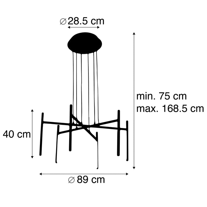 QAZQA LED Hanglamp kroon - Zwart - Design - D 89cm