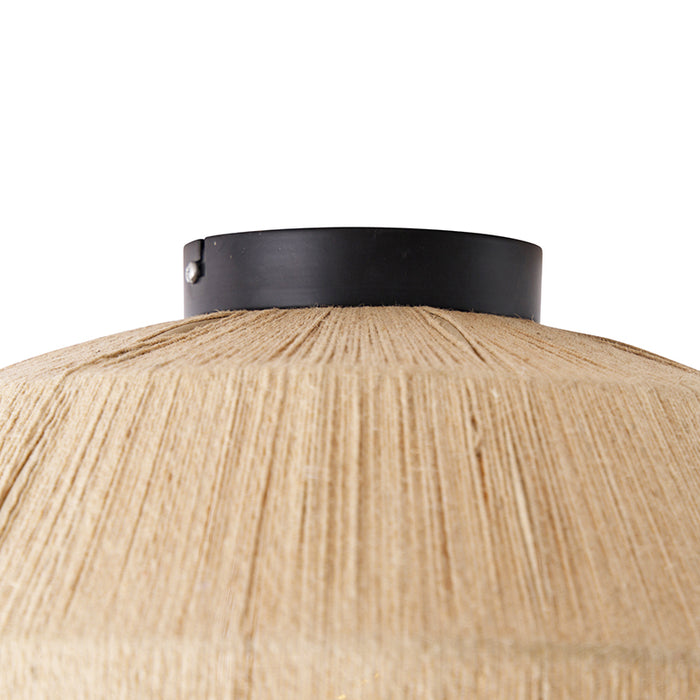 QAZQA Oosterse plafondlamp zwart met touw - Riki