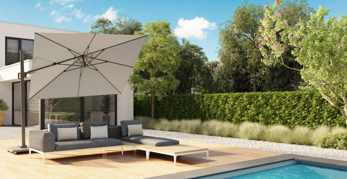 Platinum Challenger Zweefparasol T2 premium - 3x3 m. Havana Taupe