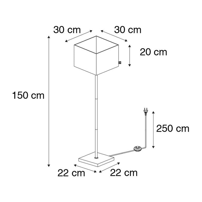 QAZQA Moderne vloerlamp zwart met goud vierkant - VT 1