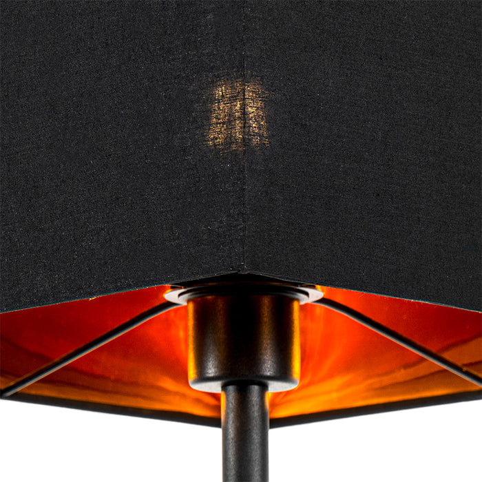 QAZQA Moderne vloerlamp zwart met goud vierkant - VT 1