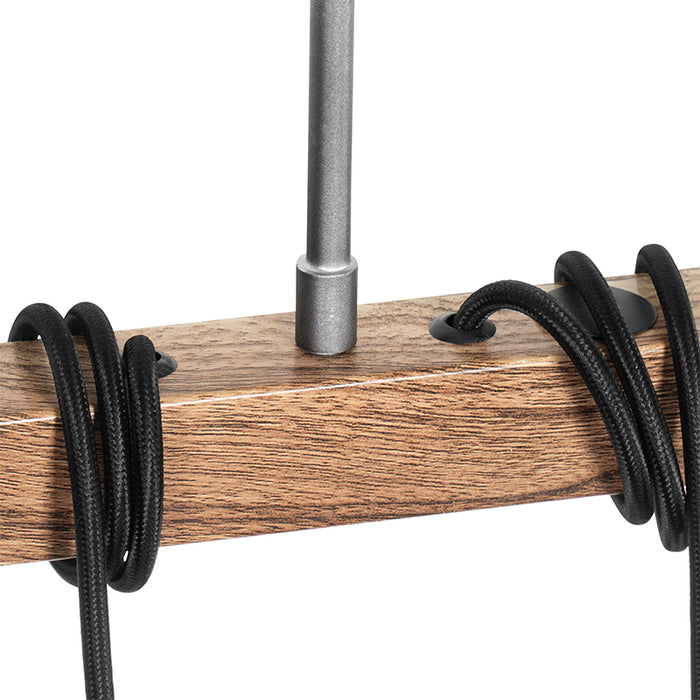 QAZQA Industriële hanglamp bruin met staal 3-lichts - Gallow