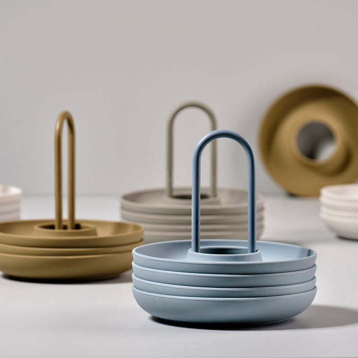 Zone Denmark Eierdop met Houder - Set van 4 - Sterling blauw