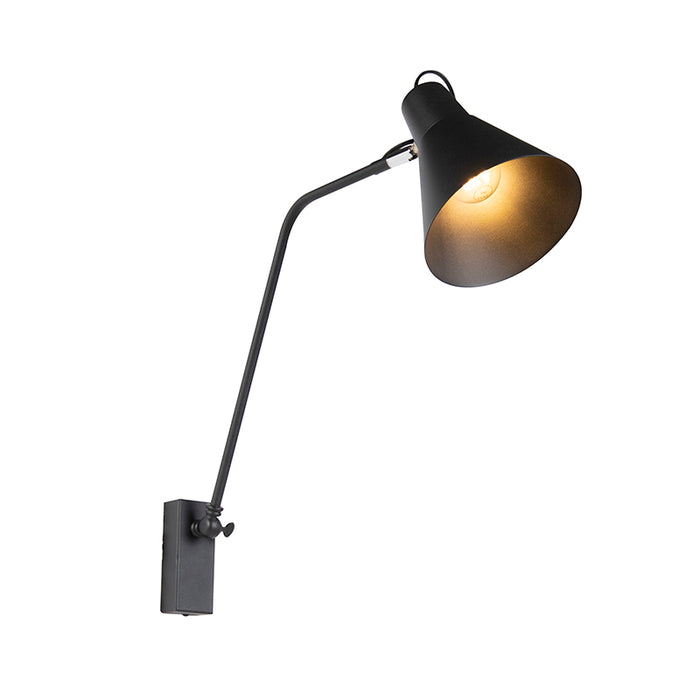 QAZQA Design wandlamp zwart verstelbaar - Luna