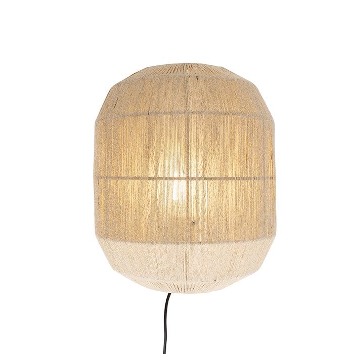 QAZQA Oosterse wandlamp zwart met jute touw - Riki