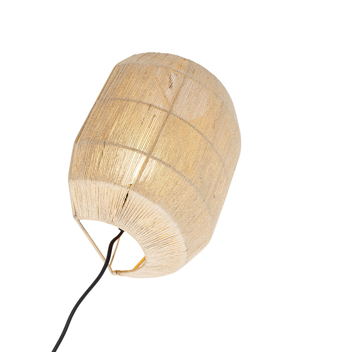 QAZQA Oosterse wandlamp zwart met jute touw - Riki