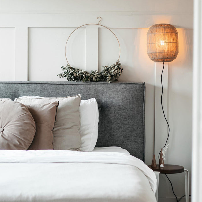 QAZQA Oosterse wandlamp zwart met jute touw - Riki