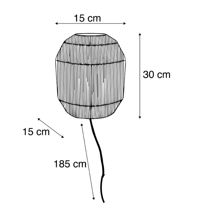QAZQA Oosterse wandlamp zwart met jute touw - Riki
