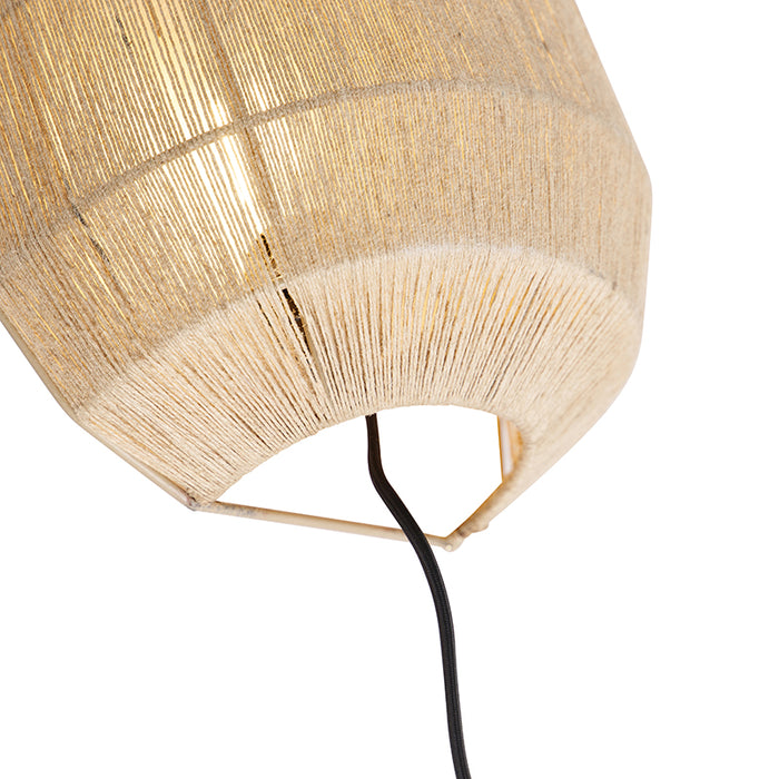 QAZQA Oosterse wandlamp zwart met jute touw - Riki
