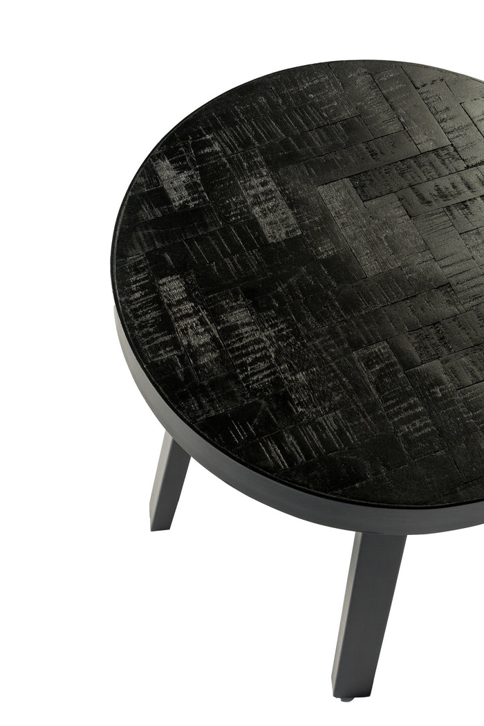 Duverger® Herringbone -Salontafel - rond - dia 45cm - zwart - visgraat