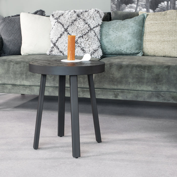 Duverger® Herringbone -Salontafel - rond - dia 45cm - zwart - visgraat