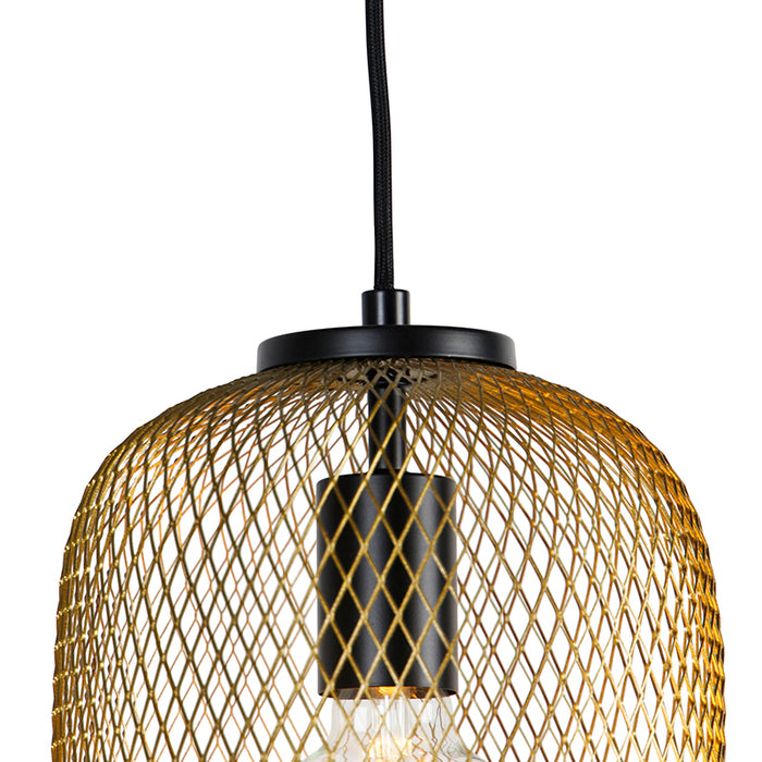 QAZQA Art Deco hanglamp goud 45 cm 3-lichts - Bliss Mesh