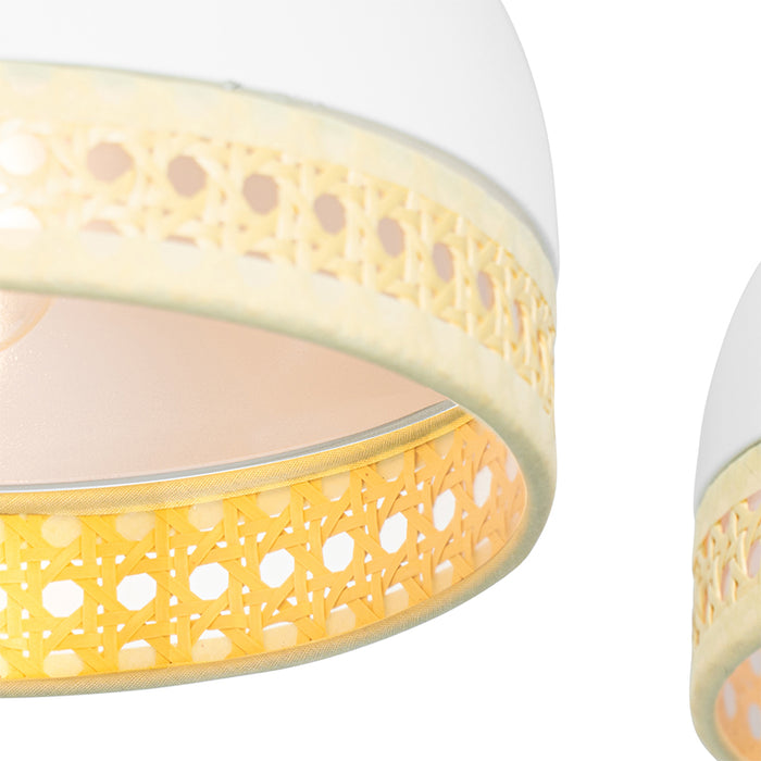 QAZQA Oosterse hanglamp wit met rotan 3-lichts - Magna Rotan