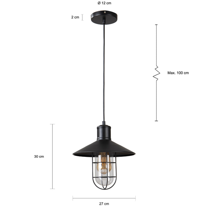 QUVIO Hanglamp metaal en glas - QUV5082L-BLACK