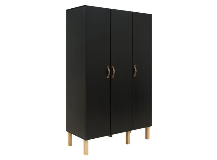 Bopita Floris 3-deurskast - Mat Zwart|Naturel