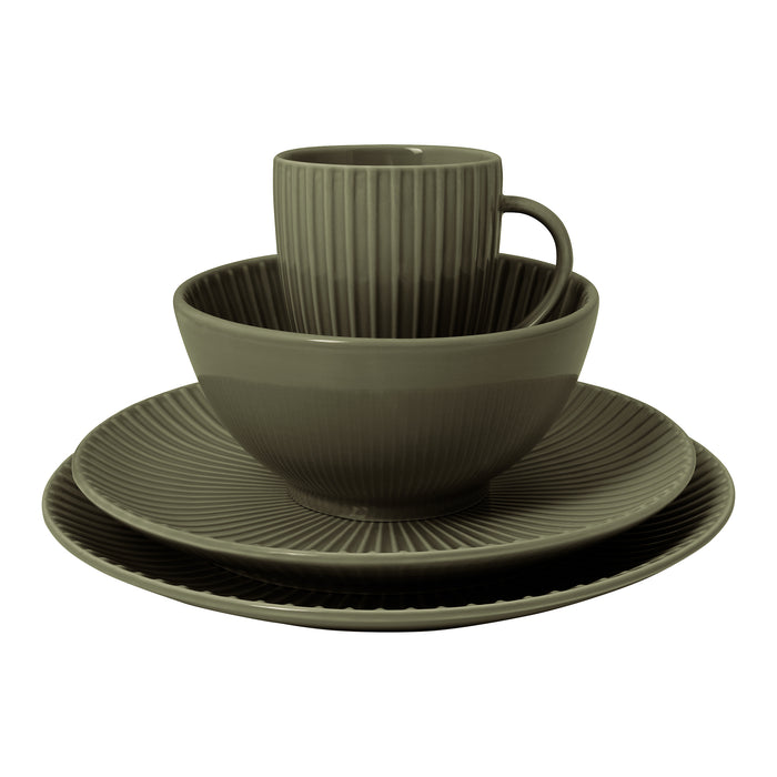vtwonen Relievo Serviesset 16-delig - Donkergroen