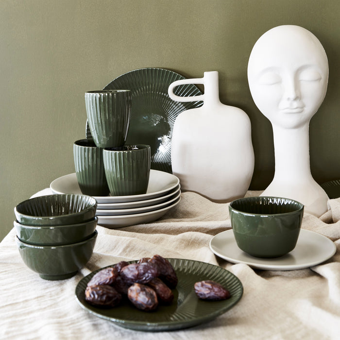 vtwonen Relievo Serviesset 16-delig - Donkergroen