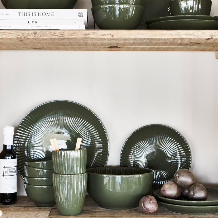 vtwonen Relievo Serviesset 16-delig - Donkergroen