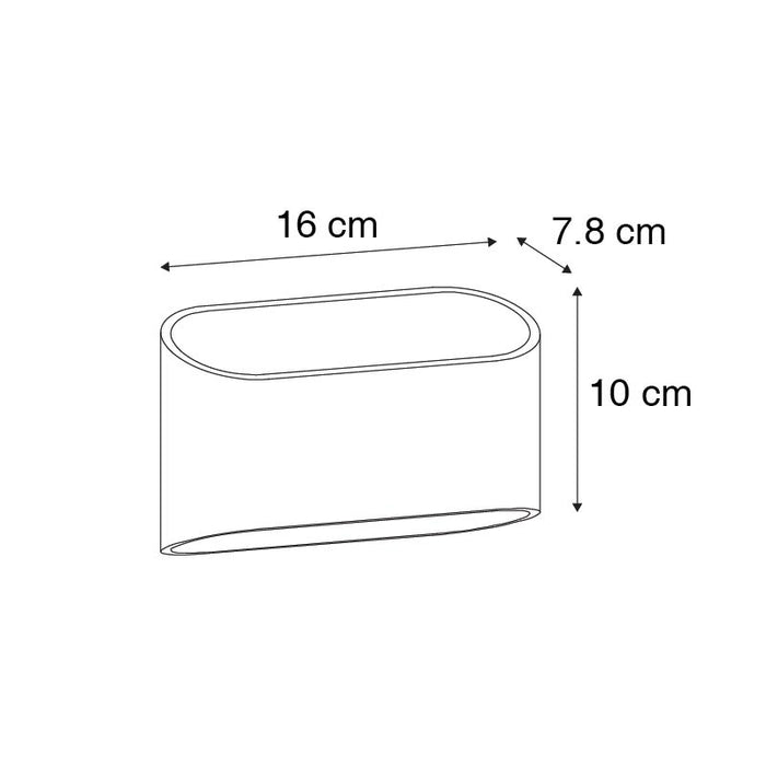 QAZQA Moderne wandlamp zwart met gouden binnenkant ovaal - Alone