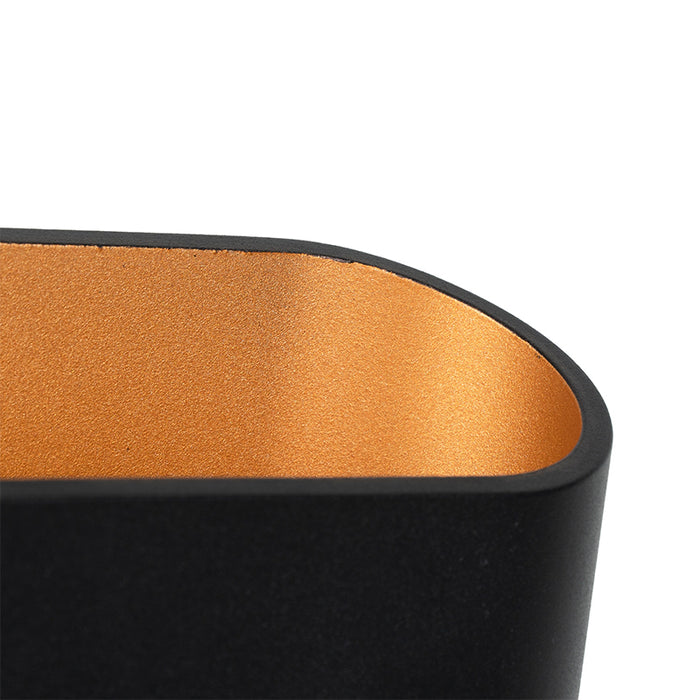 QAZQA Moderne wandlamp zwart met gouden binnenkant ovaal - Alone