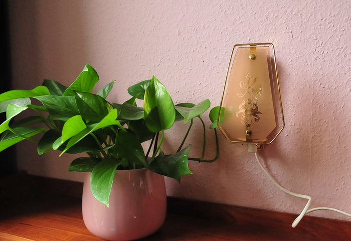 Reliving Set Hollywood Regency Wandlampen Roze Rookglas Wit